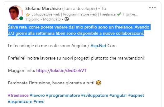 mastefano64's tweet image. Salve rete, come potete vedere dal mio profilo sono un freelance. Avendo 2/3 giorni alla settimana liberi sono disponibile a nuove collaborazioni.

linkedin.com/posts/stefano-…

#freelance #lavoro #programmatore #sviluppatore #angular #aspnet #aspnetcore #mvc