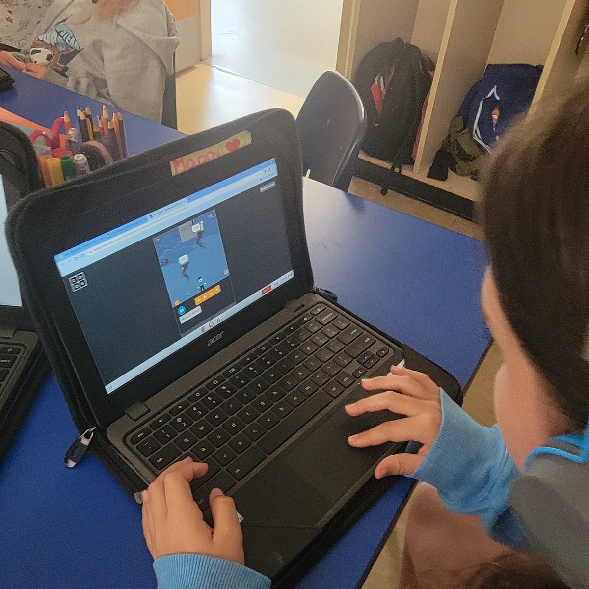 techdirSCCSD's tweet image. It's Coding Game Day in 4th Grade! Today's the day my 4th grade friends show off their coding skills to their grade mates. I think we have some amazing Game designers among us! @elissatoubin @codeorg #codinglife