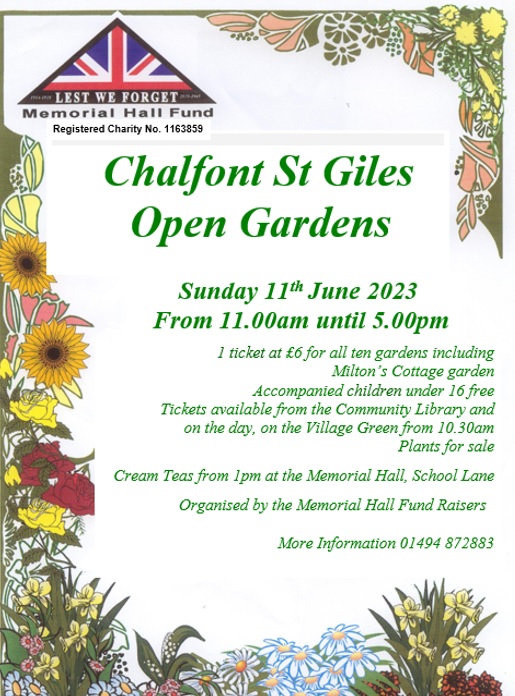 StGilesVillage's tweet image. THIS SUNDAY - it's the annual Chalfont St Giles Open Gardens event!

Ticket and timing details below. Come and be part of this celebration of the beauty of our village. It's a great way to spend a sunny afternoon.