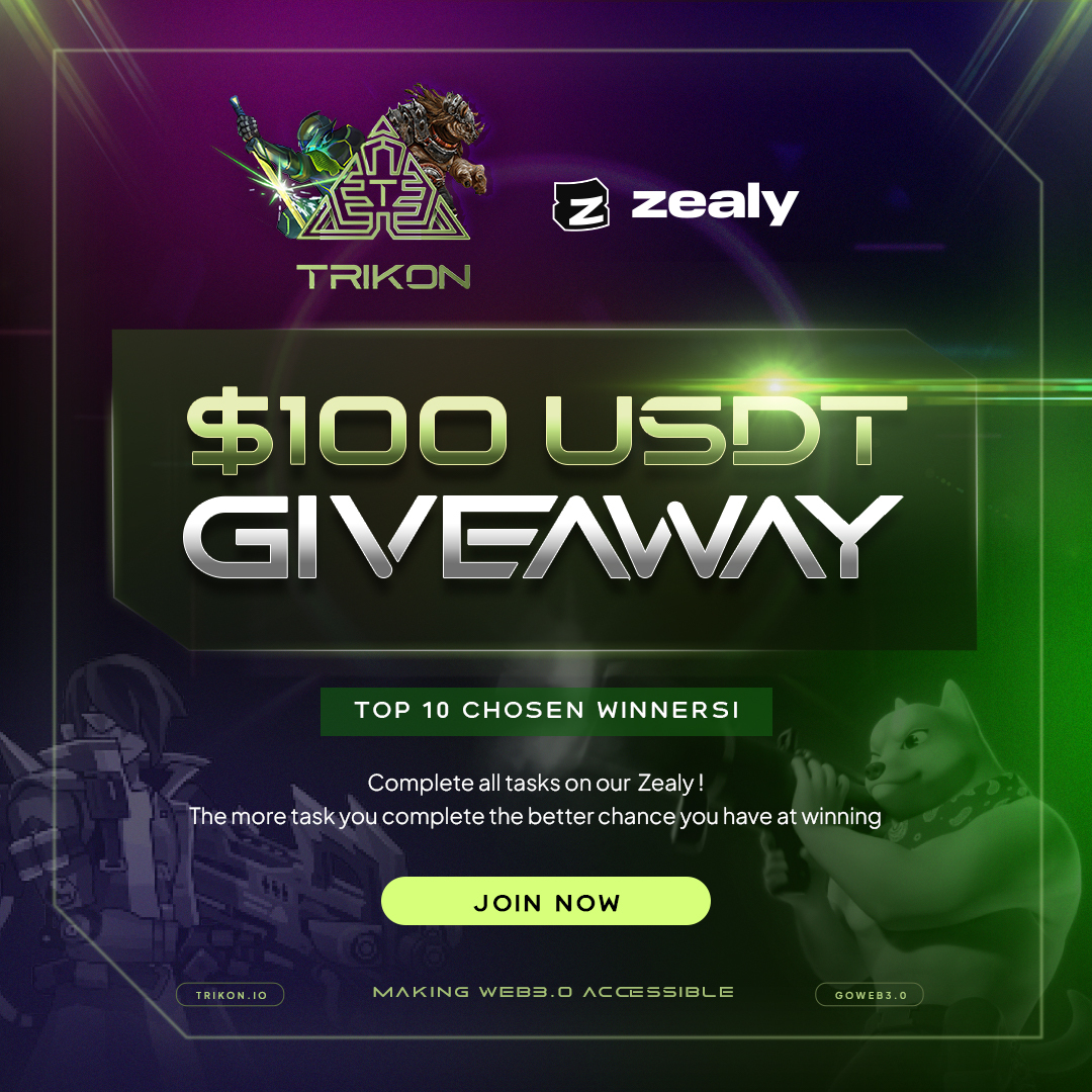 0xTrikon's tweet photo. 🎉Calling all #Crypto enthusiasts! 

Join us on #Zealy Campaign and get a chance to win from a pool of $100 USDT🫵

🪄To enter: Tag 3 friends, Like &amp; Retweet!

🌐Click on the link now to claim the quest: https://t.co/ZOyn32c34B

 #Web3 #Rewards #Airdrop #Giveaway https://t.co/qUE5RVoBU7