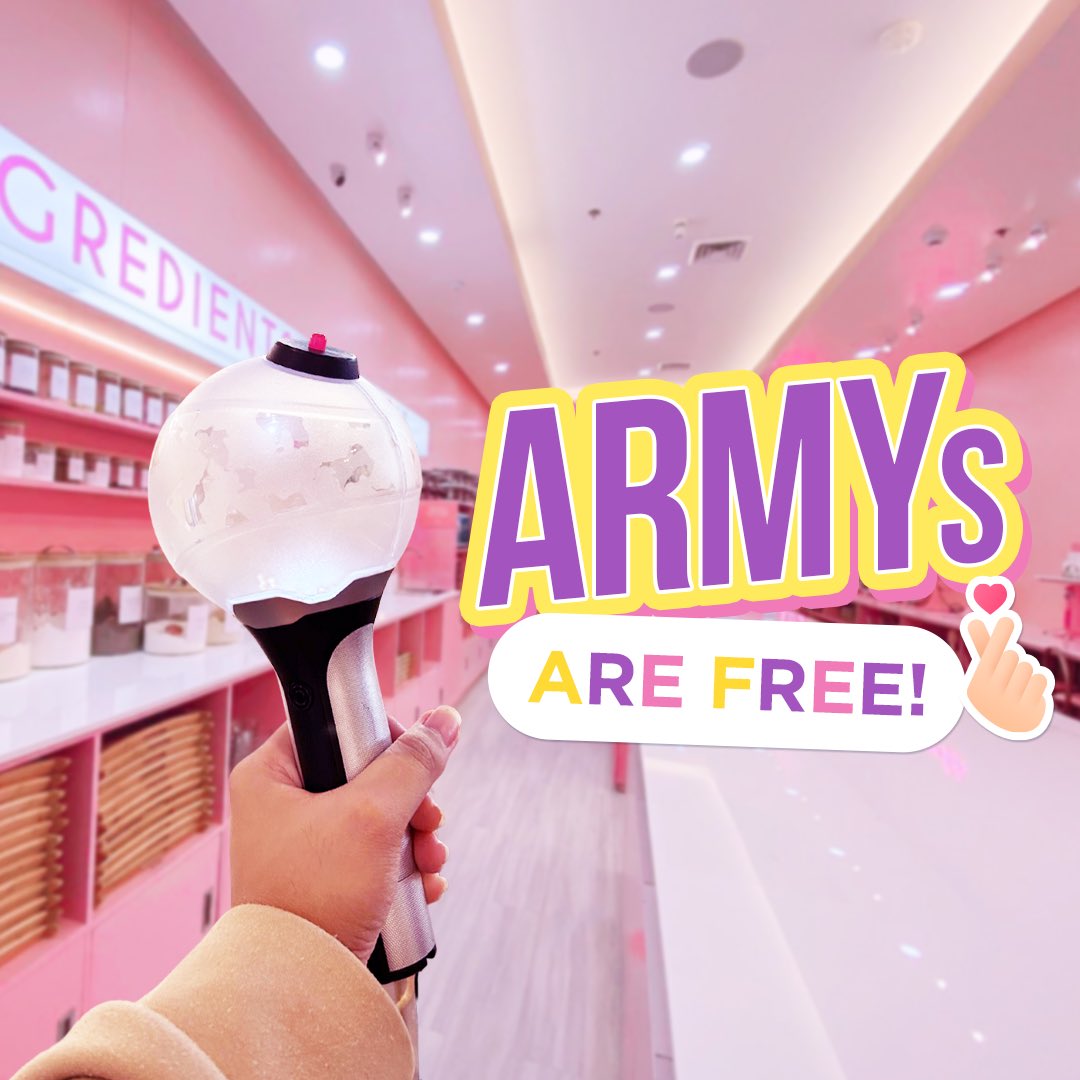 bake a purple cake 💜🎂 ARMYs claim your *free baking session in this DIY Baking studio 💜

*just bring a BTS merch &amp; a paying companion 💜😉 #BTS10thAnniversary #BTS