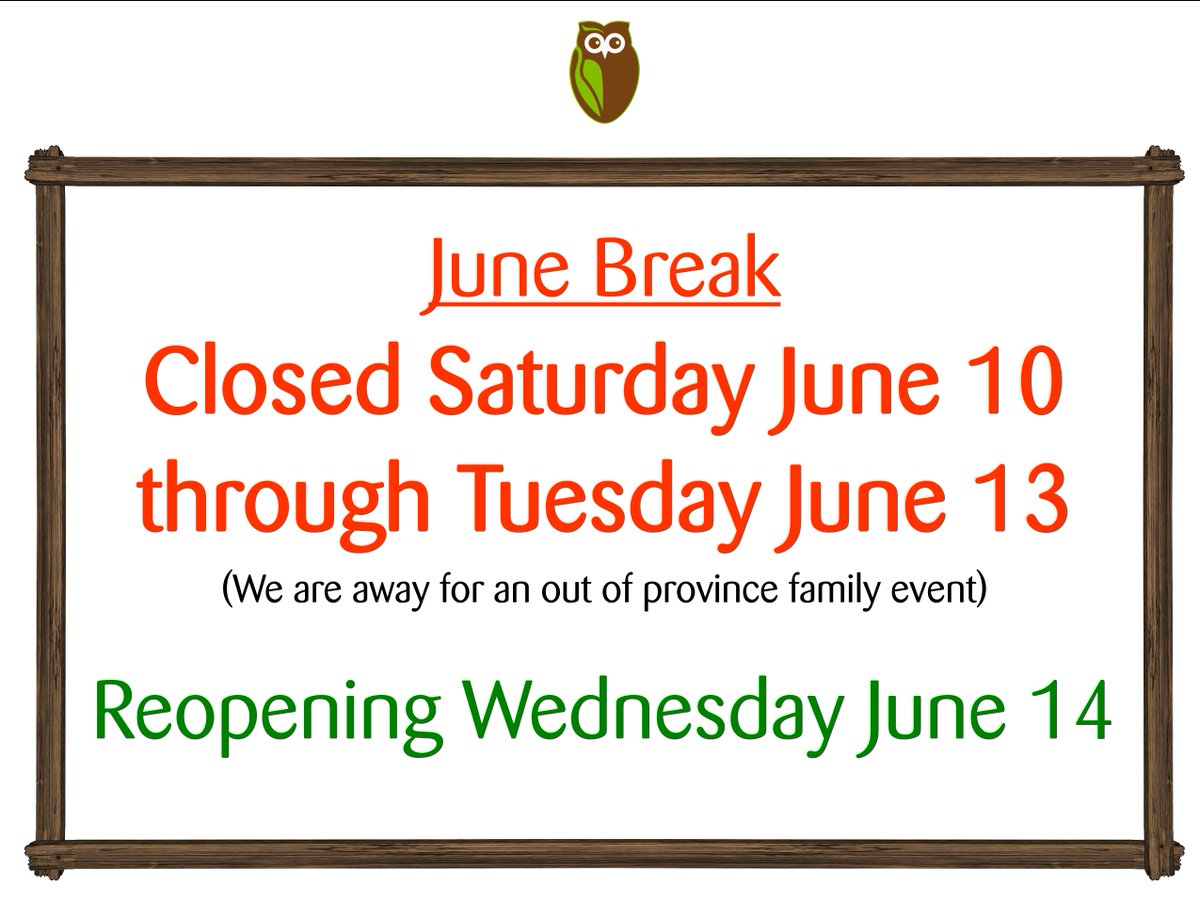 We will be closed Saturday June 10 through Tuesday 13. #realfood #glutenfree #dairyfree #kwvegan #kwvegetarian #kwawesome #wrawesome