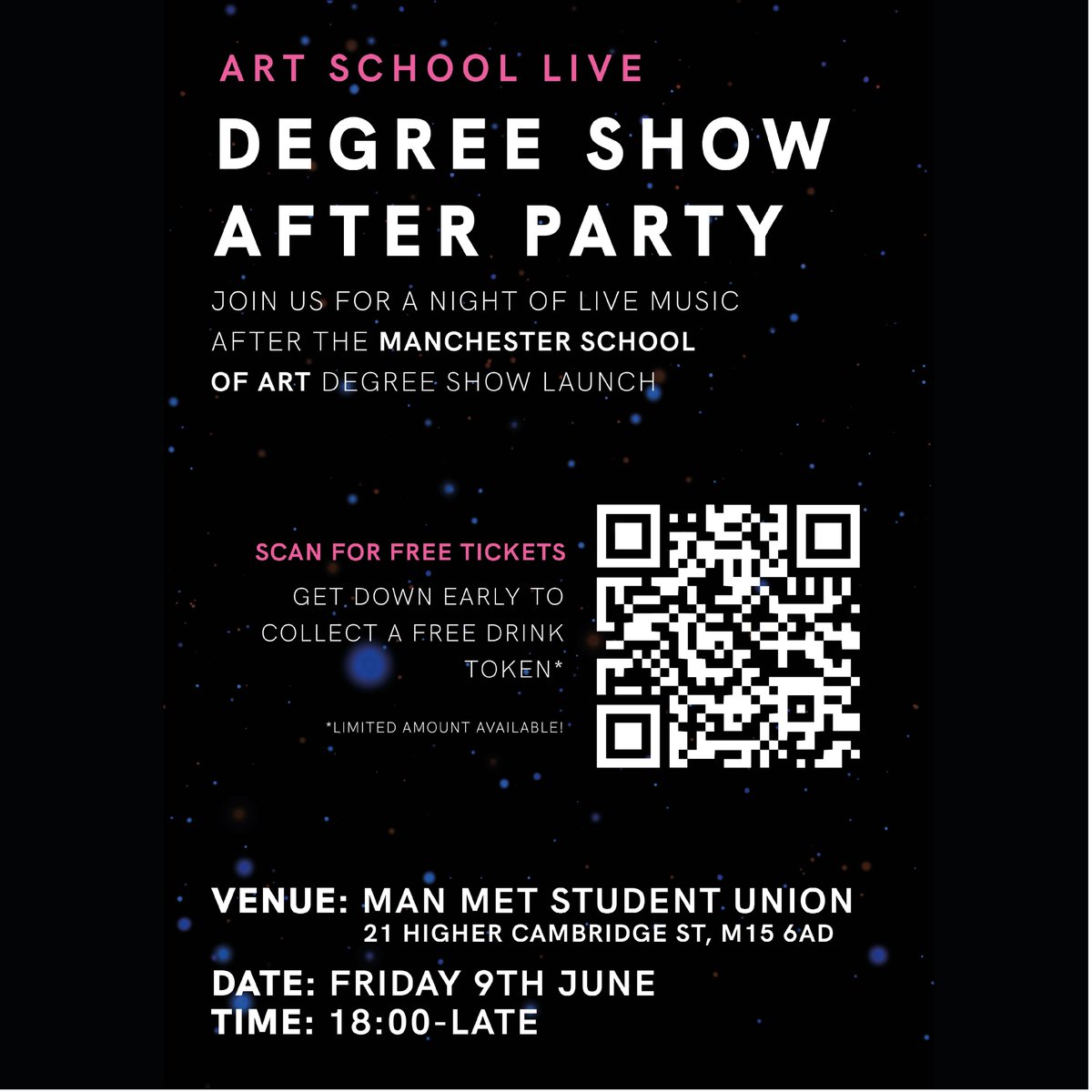 BagThing (@bagthing) on Twitter photo Join us for a night of live music after the Manchester School of Art degree show launch on Friday 9th June at Man Met Student Union - 18:00 until Late.
Get down early to collect a free drink token (limited amount available)!
<a href="/ManMetUni/">Manchester Metropolitan Uni</a> Join us for a night of live music after the Manchester School of Art degree show launch on Friday 9th June at Man Met Student Union - 18:00 until Late.
Get down early to collect a free drink token (limited amount available)!
<a href="/ManMetUni/">Manchester Metropolitan Uni</a>