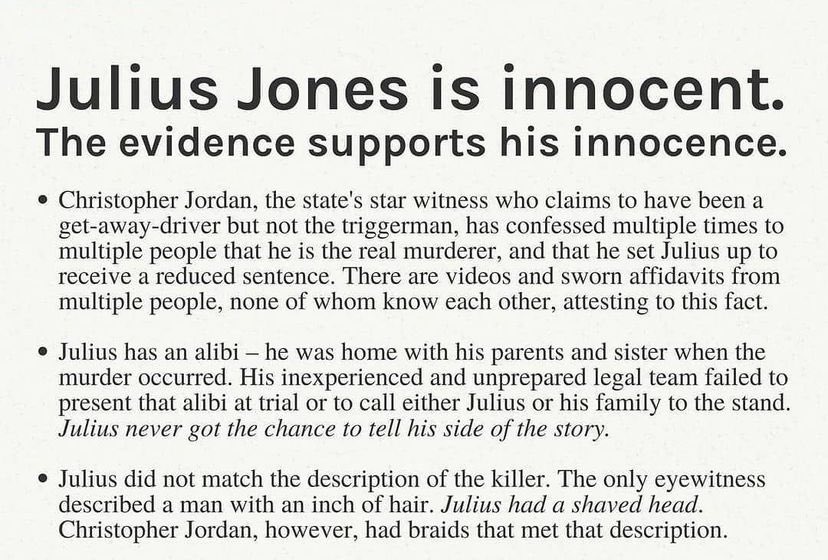Cocos1999's tweet photo. Where is everyone who fought to keep Julius Jones alive? He’s still not living, and he’s still innocent‼️ He suffers every day … every F ing day💔 #freejuliusjones #sayhisname #dontforgetjuliusjones #justiceforjulius #innocentbehindbars https://t.co/Q4AECczz7c