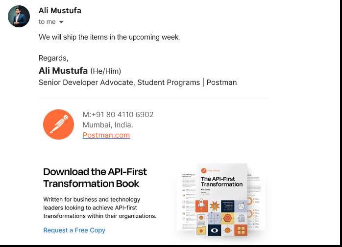aminoxix's tweet image. #apiweek challengers will get it soon... 🎁

#postmanstudent 🚀

thanks @ialimustufa for keeping me in the loop! 🤩