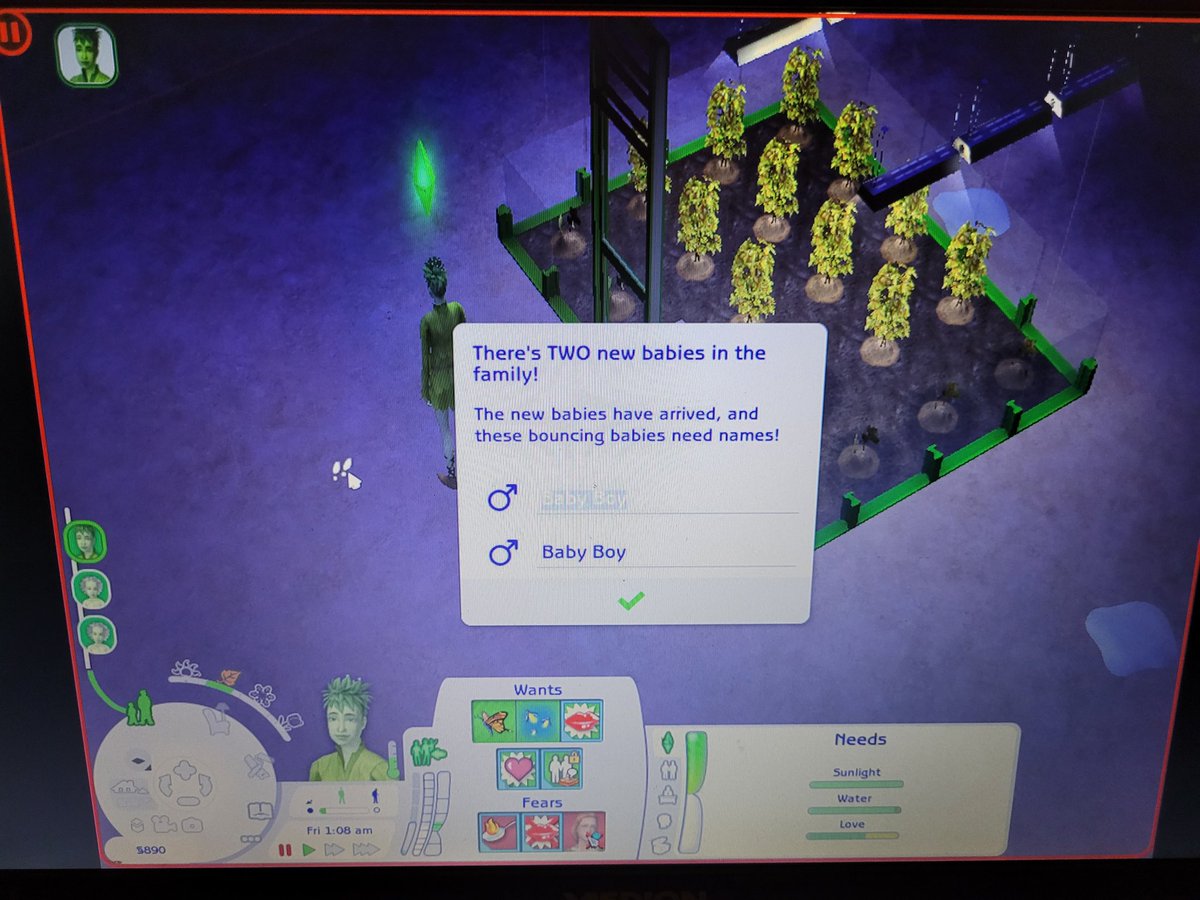 Well Daisy became a plantsim, but I didn't expect her to have TWINS!

This just got complicated...
#sims2