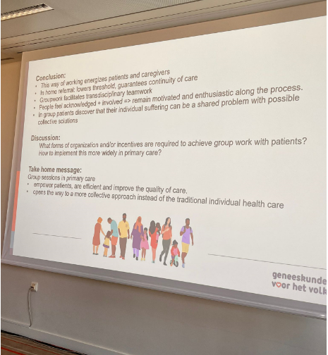 SPPCWales's tweet photo. group sessions in primary care facilitate trans disciplinary teamwork, empower patients are efficient and improve quality of care #woncaeurope2023 https://t.co/XWT2rfX855