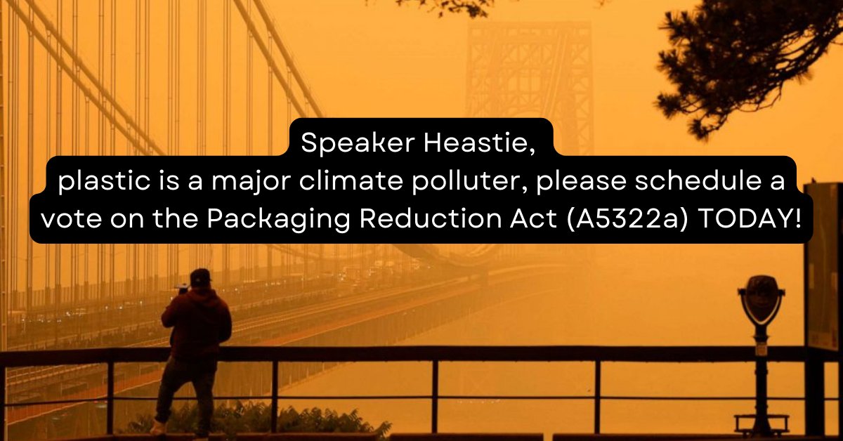 Plastic is a major climate polluter. @CarlHeastie & @andreascousins must #actonclimate by scheduling a vote on the Packaging Reduction Act (A5322-a/S4246-a) TODAY as the state's Climate Law demands.