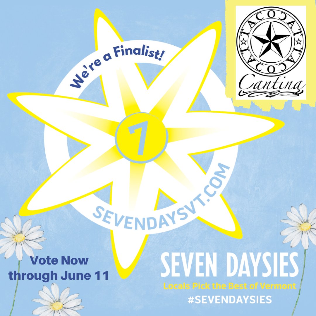 We would love your support! Please vote for Tacocat Cantina for Best Mexican Restaurant (OCC-outside Chittenden County) ballot.sevendaysvt.com/food #Vermont #sevendaysies <a href="/sevendaysvt/">Seven Days</a> #mexicanrestaurant