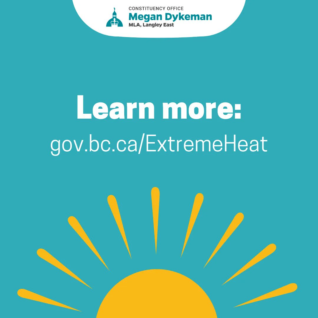 It’s important to keep our vulnerable loved ones safe during hot weather. Here are some reminders/tips to help ☀️

— 
#LangleyBC #BCPoli #ProvinceofBC #BCHeat #PreparedBC