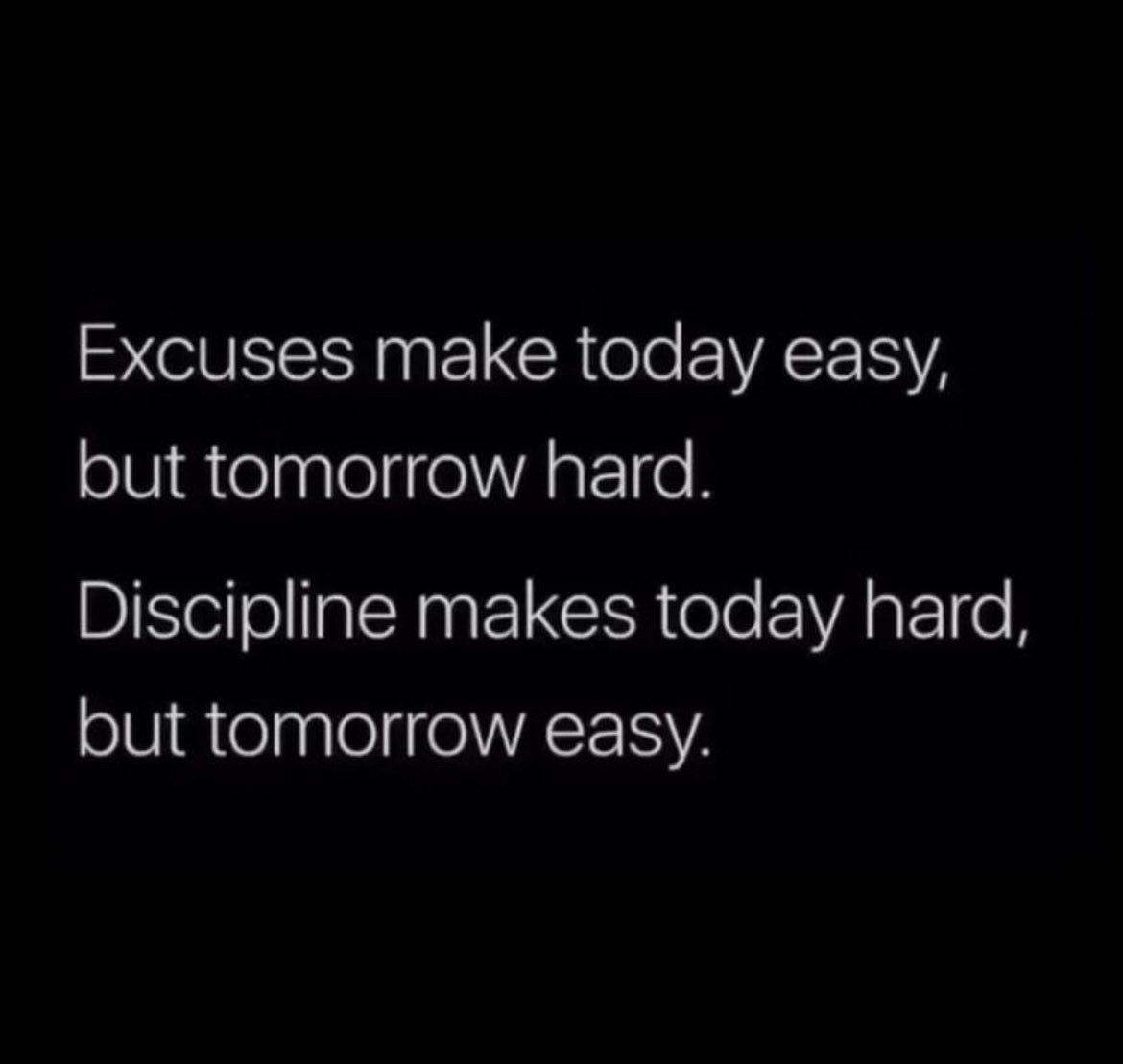 For some it’s so much easier to make excuses today only to find out later down the road how difficult the journey has become. Exercising discipline is difficult for some but for those who apply it, life gives way to greater successes. Choose wisely your path.  #ItsTimeToManUp