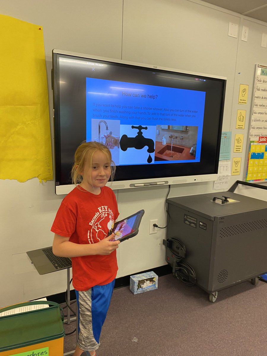 Today we had a special visitor from 3rd grade A presenting her project about “Conservation of water.”