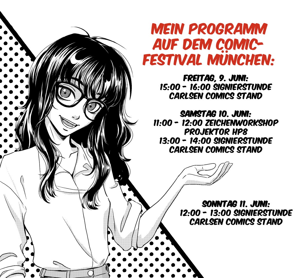 Ich war noch nie in München und freue mich deswegen umso mehr Freitag bis Sonntag auf dem #comicfestivalmünchen zu sein. Neben Signierstunden gebe ich auch wieder meinen Workshop am Samstag, wo wir gemeinsam ganz eigene Superheldenhunde entwerfen. Kommt vorbei! Eintritt kostenlos