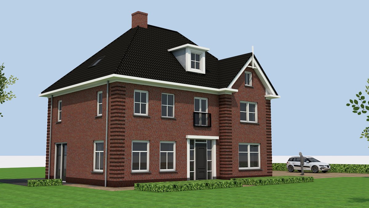 Ontwerp van een vrijstaande woning op Tholen. De omgevingsvergunning is verleend.