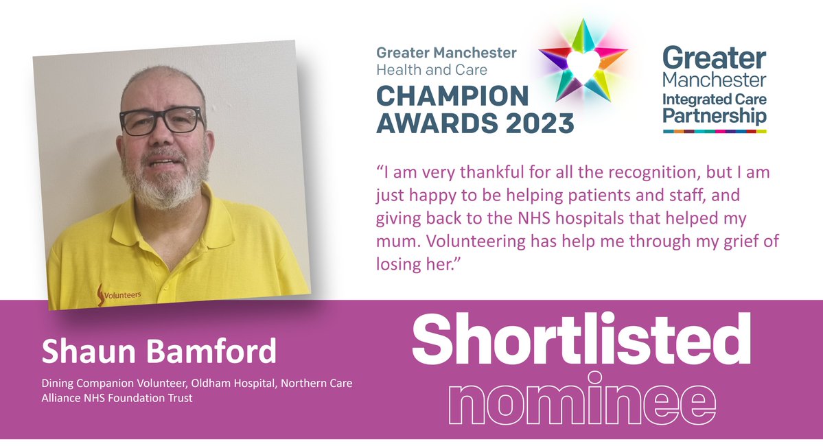 Our volunteers make a real difference to the wellbeing of our patients. Shaun has been nominated for our Volunteer Champion award because his dedication lifts the spirits of patients, their families and staff alike @NCAlliance_NHS – good luck Shaun! #VolunteersWeek2023