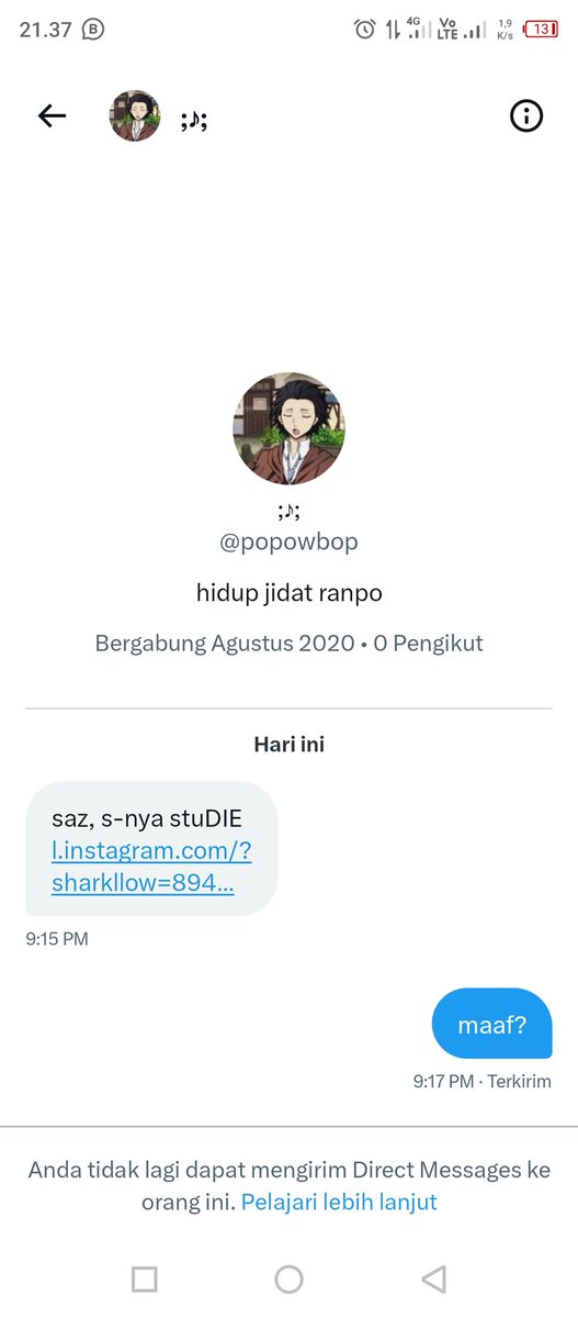 ini kenapa yh? terus endingnya kayak gitu🤕 apakah aku kena phising atau sejenisnya? kukira link insta:( yh memang ak bodoh