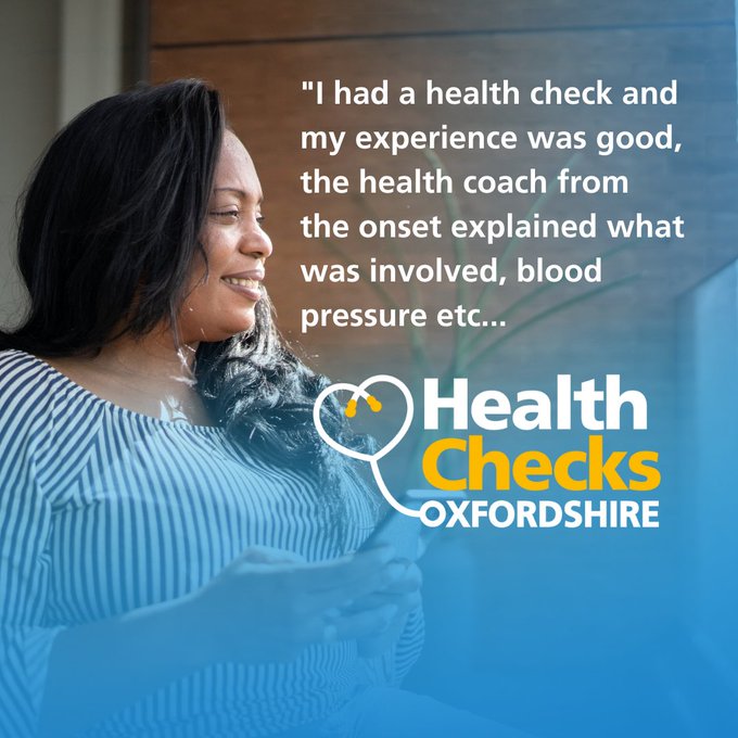 Are you aged 40-74 years & live in Oxfordshire❓You could be eligible for a FREE NHS Health Check with Health Checks Oxfordshire💗
Click the link below for more information👇https://t.co/6BTsrpG367 @healthcheckoxon  @NHS_Oxon  @HealthyOxon  @AgeUKOxon