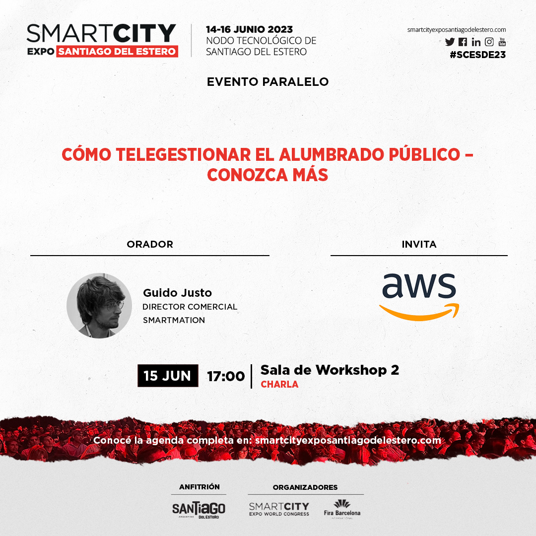 smartmation's tweet photo. Tenemos el agrado de contarles, que Smartmation S.A. estará presente en el evento "Smart City Expo, Santiago del Estero", de la mano de Amazon Web Services (AWS).
No dejen de acreditarse: 
https://t.co/e3aKdvNdhB https://t.co/ULrssGWde9