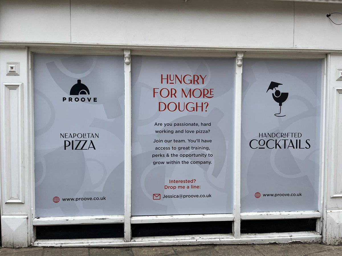 Digitally printed window vinyls supplied and fitted for @ProovePizza for their new restaurant opening soon in @OrchardSquare 👌🏻🙌🏻