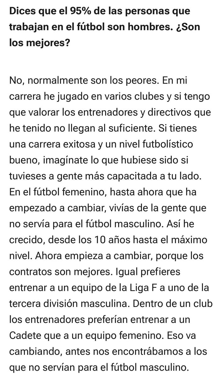 SandraRiquelme_'s tweet photo. “En el fútbol femenino, -hasta ahora, que ha empezado a cambiar- vivías de los que no servían para el masculino”. 

Vero Boquete entiende, y explica, como nadie el futfem. Sus respuestas son oro. En @Relevo. 

👉 https://t.co/d92gbIcGDm https://t.co/FN0N6xZ5ke
