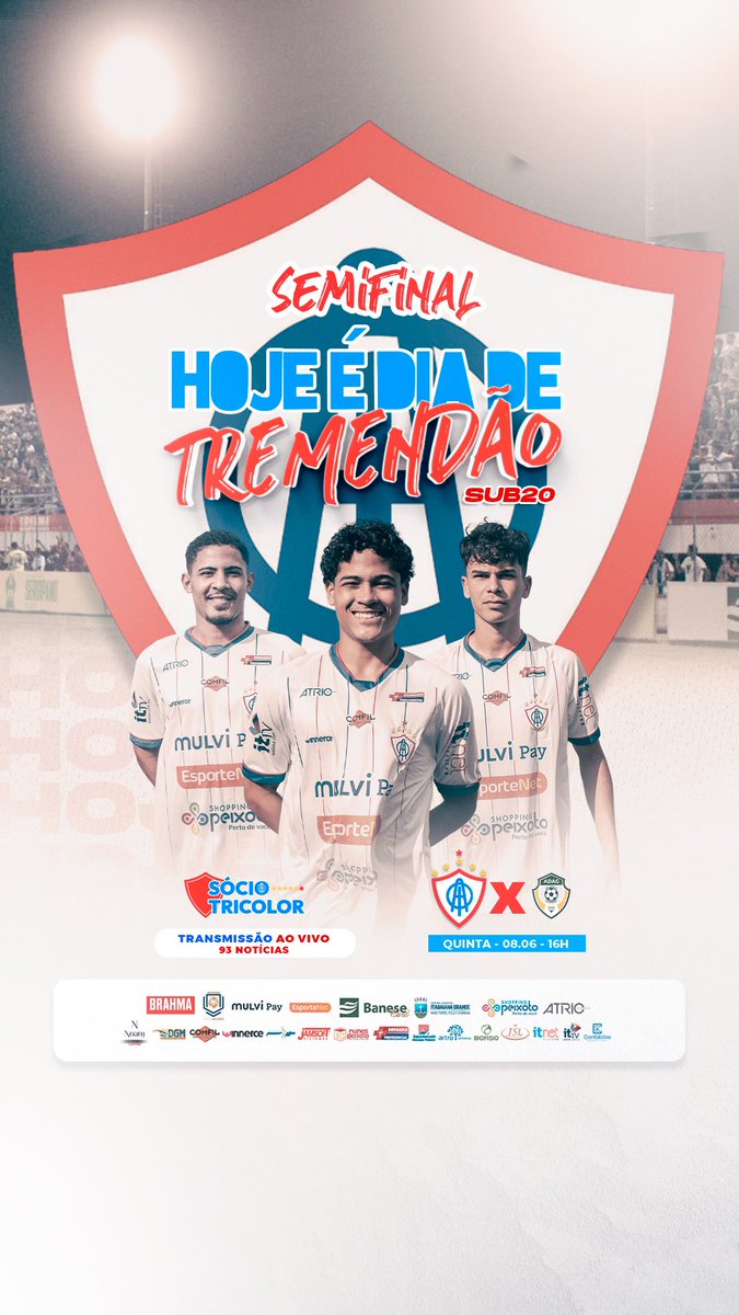 HOJE TEM TREMENDÃO! 🇫🇷

🏆 Sergipão Sub-20
⚽️ Itabaiana x Atlético Gloriense
🕒 16h
🏟 Mendonção
📺 <a href="/93noticias/">93 Notícias</a> 

🔴⚪️🔵 Lembrando que a entrada é gratuita para a torcida! Hoje é dia de passar o feriado apoiando os #MeninosDaSerra