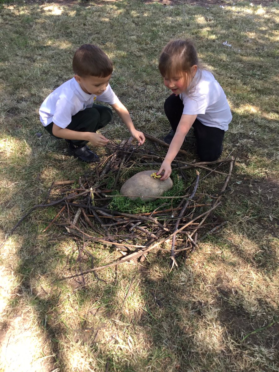 Oh my goodness, we found an ENORMOUS bone in Forest School, ask us which dinosaur we think it came from! We also found a massive egg, so we made nests from different materials to welcome the dinosaur.