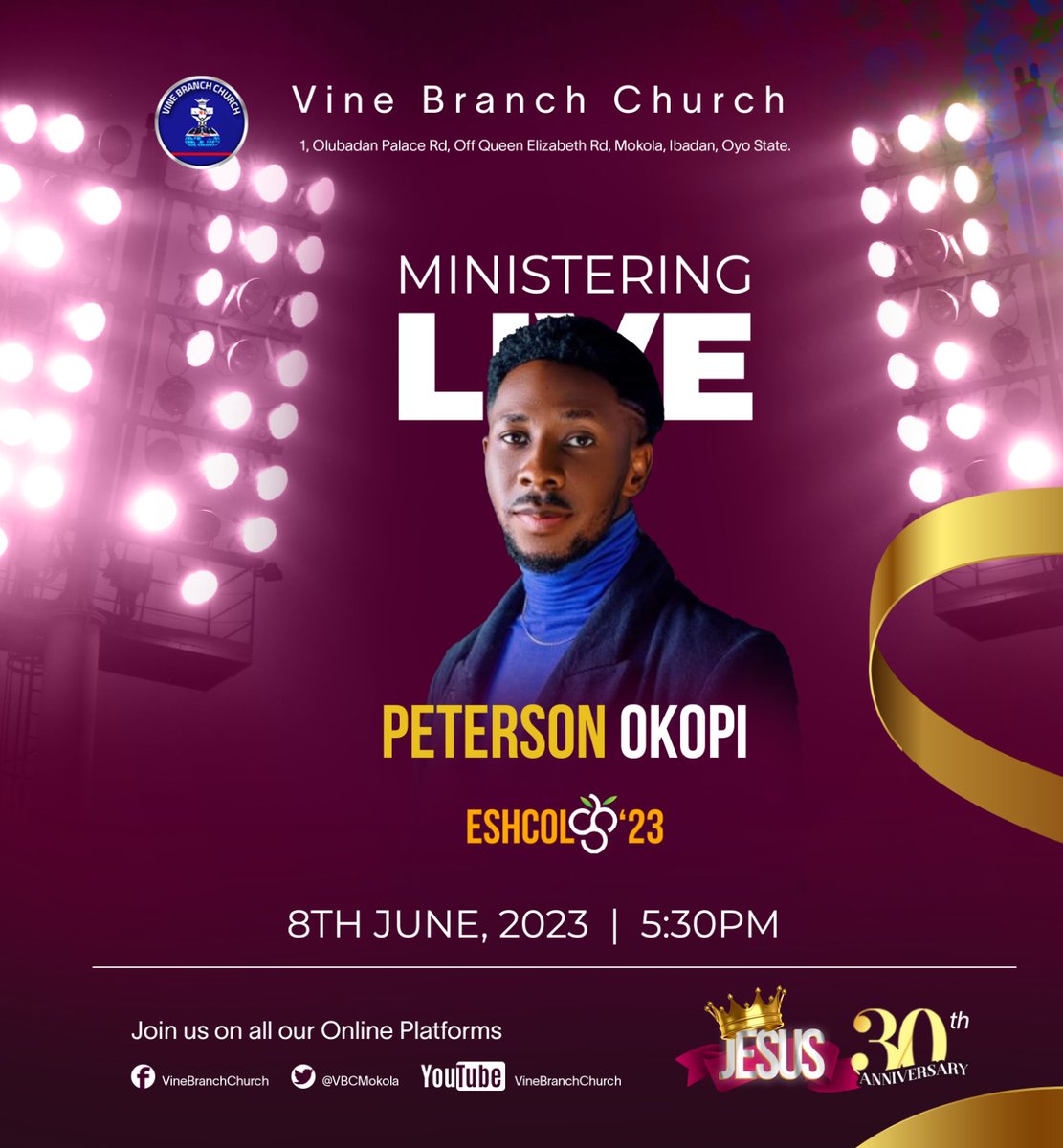 VBCmokola's tweet image. It is happening tonight!!!

Ministering to us in music this evening is Peterson Okopi💃

Join us as the Heavens marry the earth as we praise and worship JESUS!

Time: 5:30pm

#Day5
#ESHCOL23
#JESUS
#VineBranchChurch