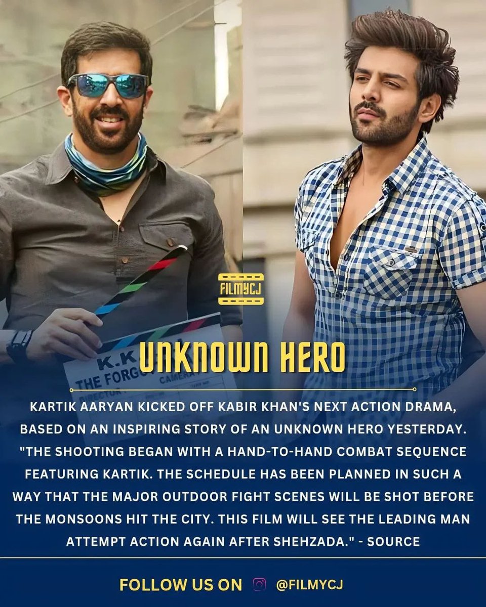 KartikAaryanFan's tweet photo. This movie is sounding soooo interesting without even knowing a word about it - I mean the combo itself is so unique n cool 

Kabir Khan and the best and the most experimental commercial actor of our times @TheAaryanKartik 

This OUTSIDER is our HERO 😘
#KartikAaryan #UnknownHero https://t.co/fe71ObpAmX