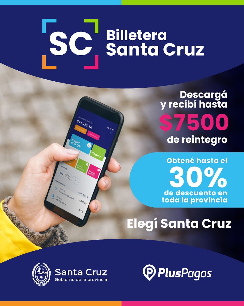 DESCARGA LA APP DE BILLETERA SANTA CRUZ! 🤳🏻

Conocé la primera billetera virtual de la provincia, con beneficios de hasta 30% y reintegros con topes $7500 en los comercios adheridos 

🌐 Bajá la aplicación en santacruz.gob.ar/BilleteraSanta…

#Fomicruz #GobiernodeSantaCruz