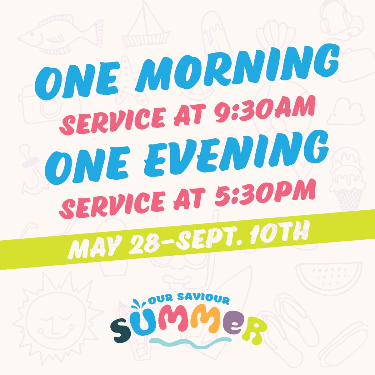 oursaviourjax's tweet photo. We will have one morning service and one evening service all summer long. Please come join us and stay for some fun fellowship time after the 9:30am service each Sunday during the summer. https://t.co/QeyPg2ljQo