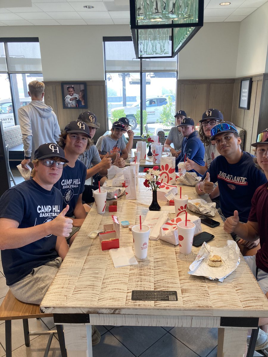 Camp Hill Athletics (@gochathletics) on Twitter photo Stop one of the day: <a href="/ChickfilA/">Chick-fil-A, Inc.</a> supporting our Baseball team with breakfast on Game Day! Go Lions #LionPride Stop one of the day: <a href="/ChickfilA/">Chick-fil-A, Inc.</a> supporting our Baseball team with breakfast on Game Day! Go Lions #LionPride