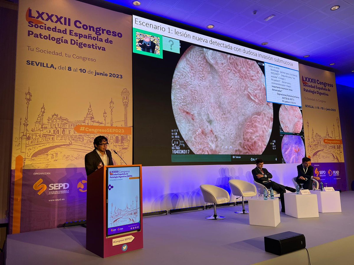 Sociedad Española de Patología Digestiva (SEPD) (@sepdigestiva) on Twitter photo 🗣 Muy interesante la ponencia del Dr. <a href="/hugo_uchima/">Hugo Uchima</a>, que nos habla sobre el abordaje endoscópico de neoplasias precoces del colon en estadio pT1 <a href="/hugo_uchima/">Hugo Uchima</a>.
Comenzamos ahora con la presentación de 5 comunicaciones orales.
#CongresoSEPD23 🗣 Muy interesante la ponencia del Dr. <a href="/hugo_uchima/">Hugo Uchima</a>, que nos habla sobre el abordaje endoscópico de neoplasias precoces del colon en estadio pT1 <a href="/hugo_uchima/">Hugo Uchima</a>.
Comenzamos ahora con la presentación de 5 comunicaciones orales.
#CongresoSEPD23