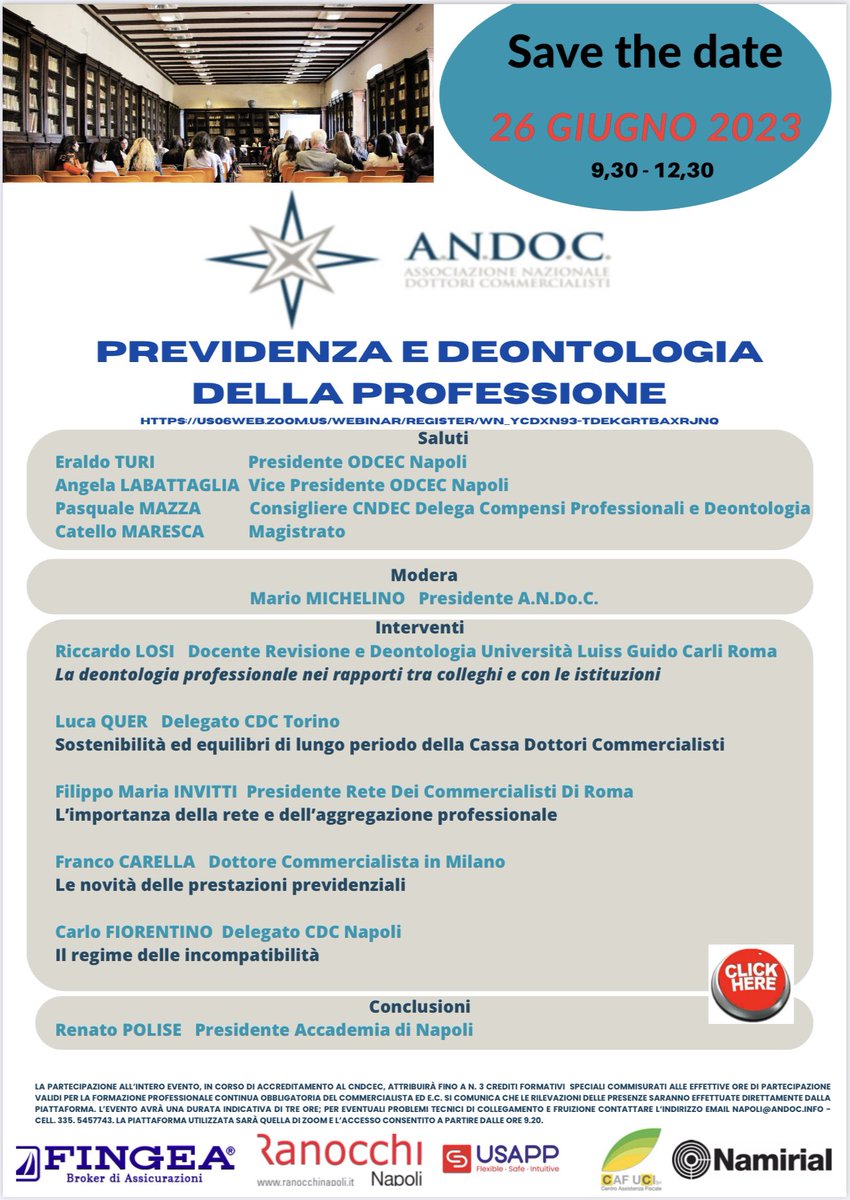 andoc_'s tweet photo. 📢 Nuovo appuntamento con la formazione organizzato da #Andoc!
 
In programma il 26 giugno 2023 dalle 9.30 alle 12.30 il webinar “Previdenza e deontologia della professione”. 
 
Per registrarsi: https://t.co/0OnYZKncdT
 
#commercialisti #formazione https://t.co/AUlfk3RmT6