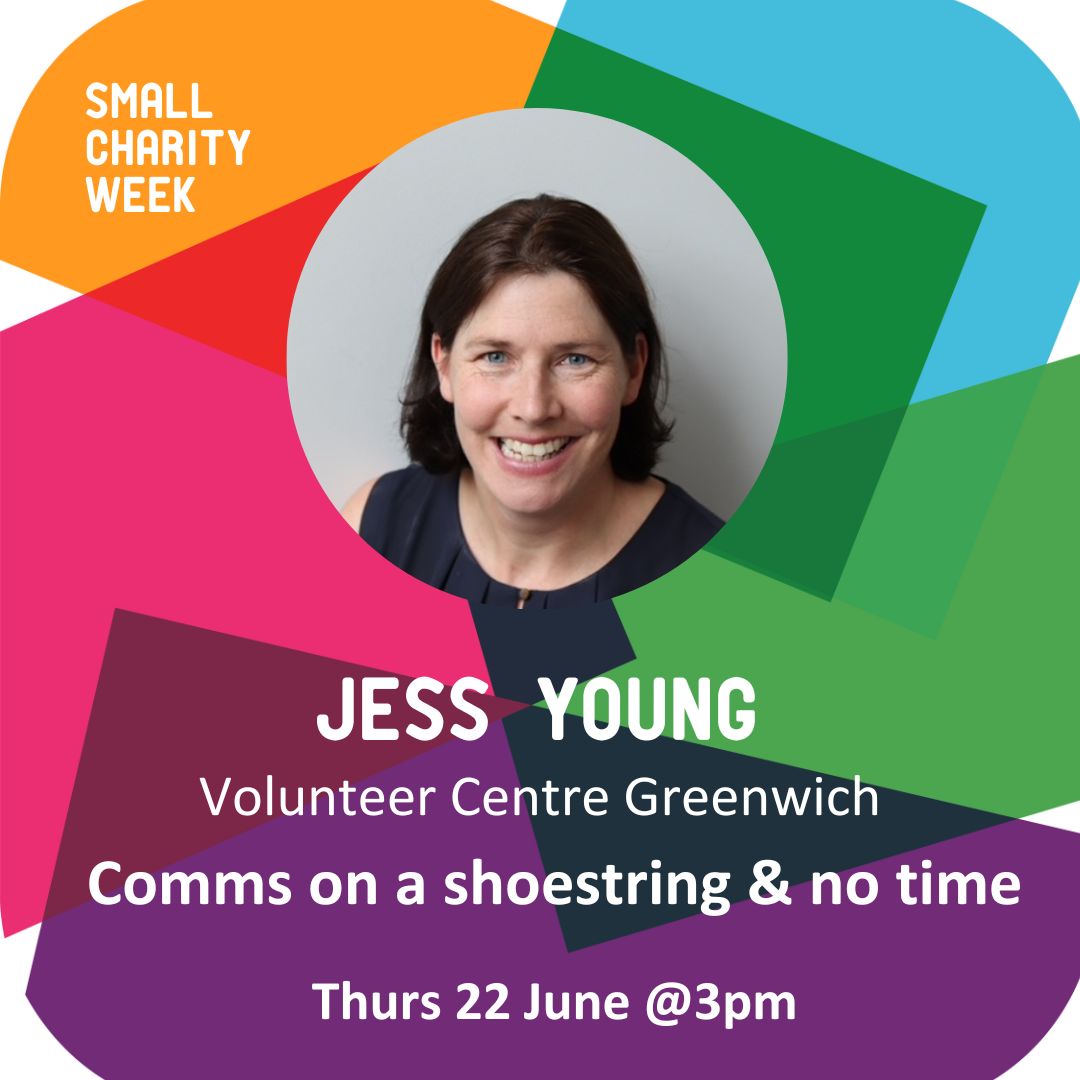 SmallCharity_Wk's tweet photo. Join Jess Young @jess0young  from @VCGreenwich on Thurs 22 June at 3pm as she shares with us top tips she's learnt on how to deliver comms on a shoestring and with no time.

Book your tickets today https://t.co/2h5W044Td9

#SmallCharityWeek #SmallCharitiesTogether https://t.co/5Z7KrzriMD