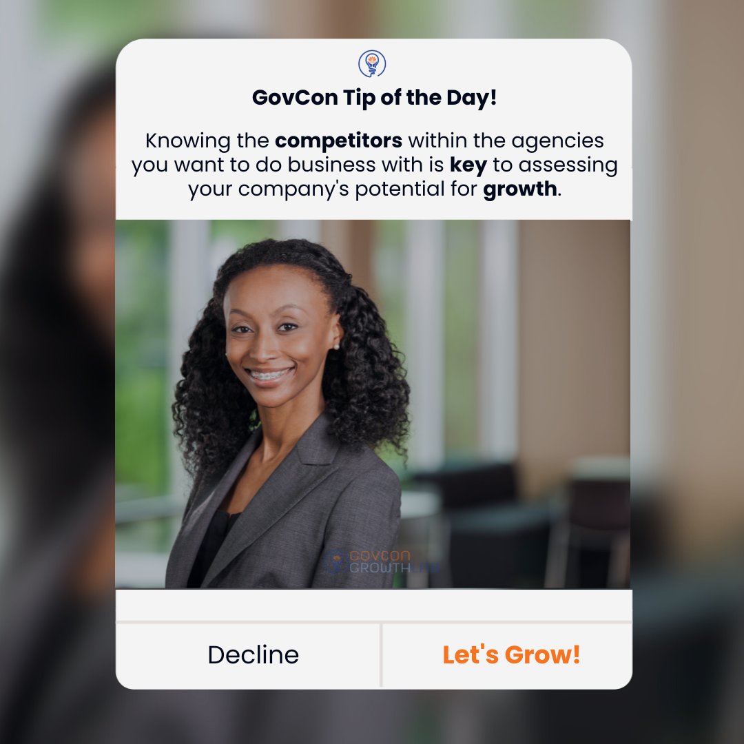 Imagine having insight into the competition BEFORE going after a contract!😮

Market research helps identify competitors in the agency and capture helps you create a strategy for winning opportunities!

#govcon #growth365 #governmentcontracts #governmentcontracting #smallbusiness