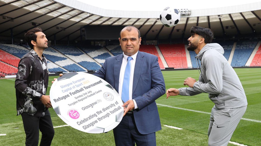 🏆🏆The European Capital of Sport 2023 Refugee Football Tournament is coming! Old Firm greats Mark Hateley & Mark Wilson helped launch Scotland’s most diverse contest at Hampden Park today. Get ready for an incredible celebration of sport and inclusivity July 2 #RefugeeFestScot