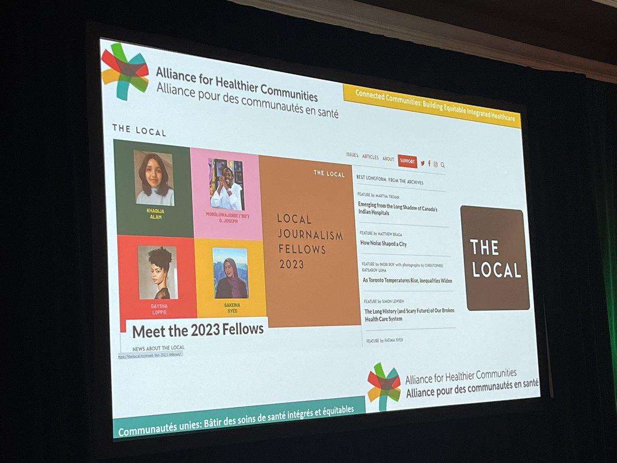 AllianceON's tweet photo. Congratulations to the @TheLocal_TO magazine, 2023 Alliance Media Award recipient.  Thank you to @taimhuynh for being w/ us this morning to talk about equity and diversity in journalism, how and who tells stories, how it relates to health equity directly. Congrats! #Community2023 https://t.co/mIMILoDEiA