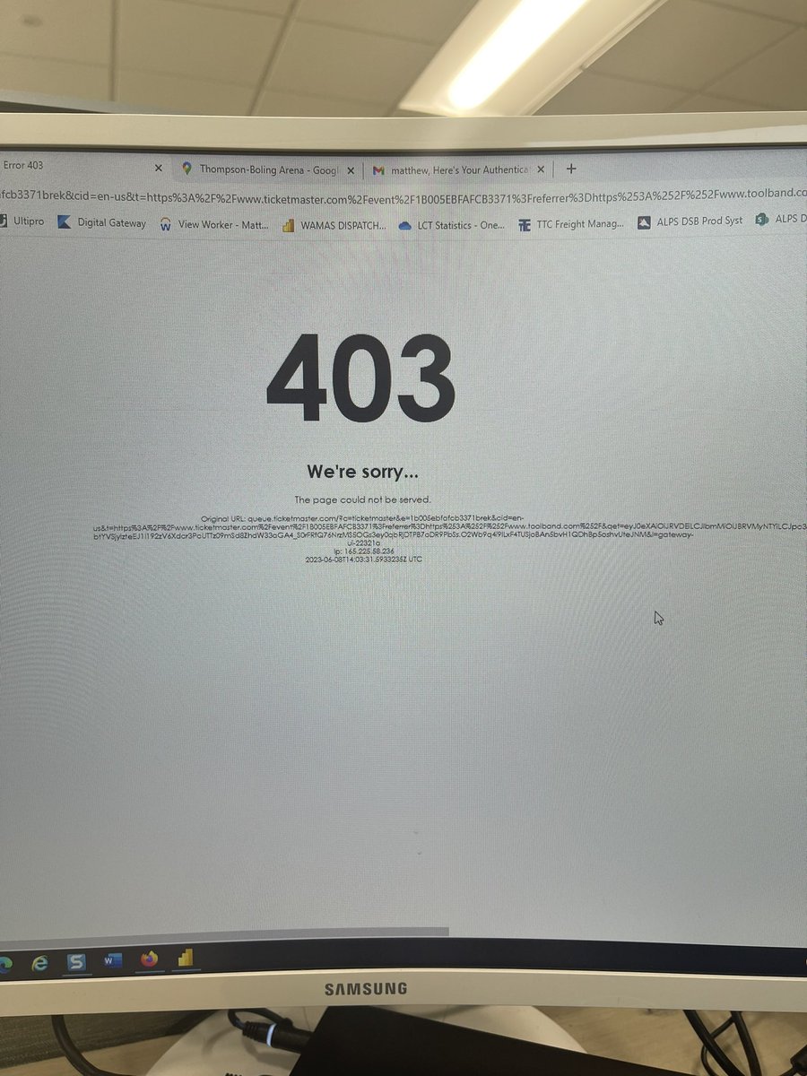 MatthewBerse's tweet photo. @ticketmaster this absolutely absurd.  After washing my time for 20 mins this is the message I get trying to buy @tool presale. https://t.co/3IbfQruqOm