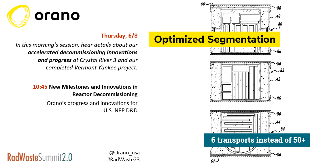 Orano_usa's tweet photo. In this morning’s session, hear details about our accelerated decommissioning innovations and progress at #DecomCR3 Crystal River 3 and our completed #DecomVY Vermont Yankee project. #DecomDoneRight #RadWaste2023 https://t.co/ouVA7YhUh1