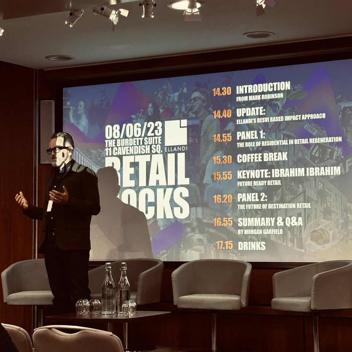 Inn_Tweets's tweet photo. Ellandiโs Retail Rocks 2023 event in #London kicks off w an intro from Mark Robinson < #RR23 @ellandiplaces @ellandi_mark @ellandi_Morgan @ellandi_alex @reactproperty #Socialimpact #ESG #retail #Residential #highstreet #shoppingcentres https://t.co/EnDNYQoBLK