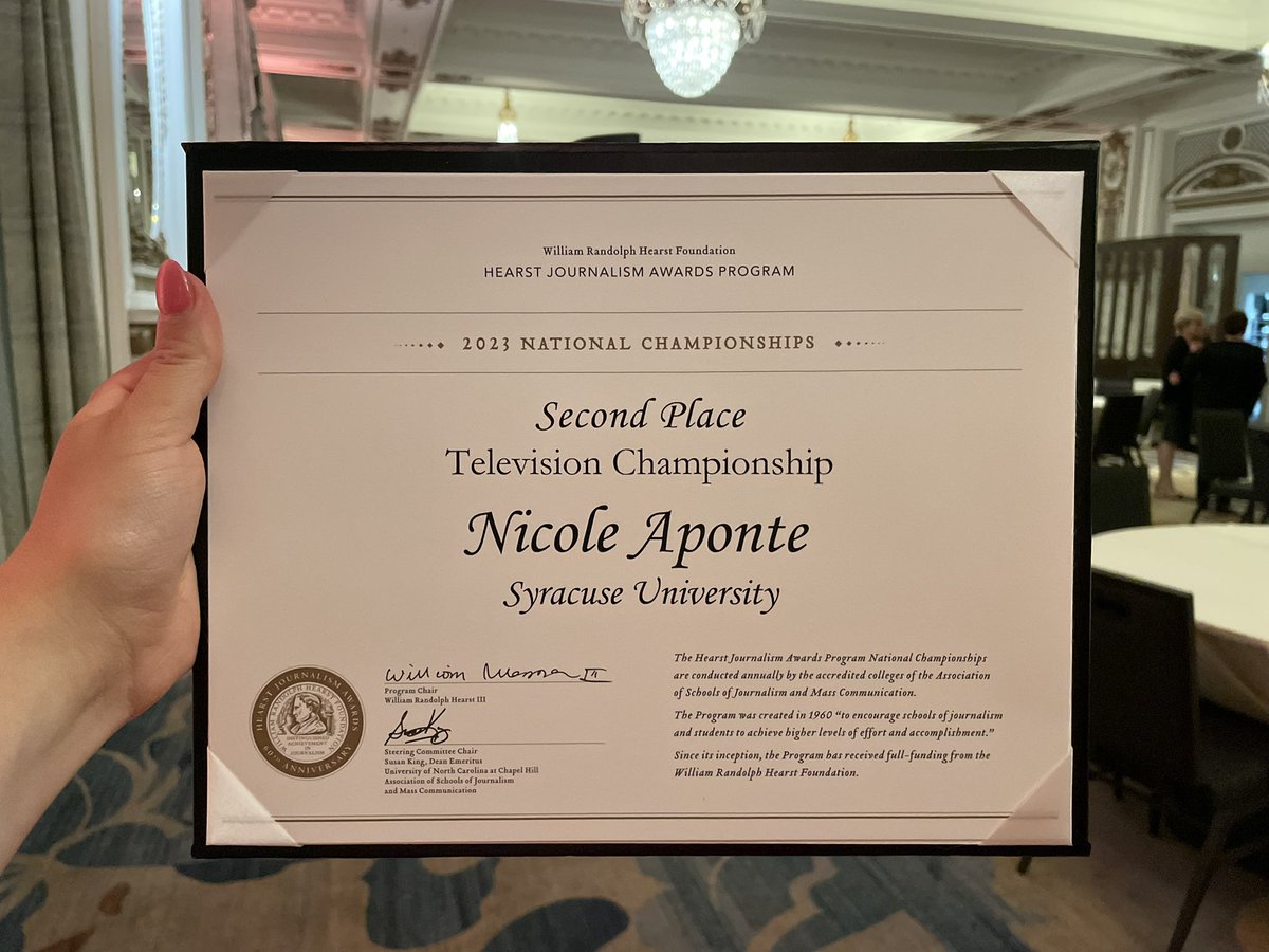 Feeling very grateful this morning to be 🍊. I placed 2nd in the Hearst National TV Championship in San Francisco! This is the best experience I’ve had in college. To the other TV finalists, I’m so glad our paths crossed. I now have lifelong friends🧡#TeamNewhouse @HearstAwardsSF