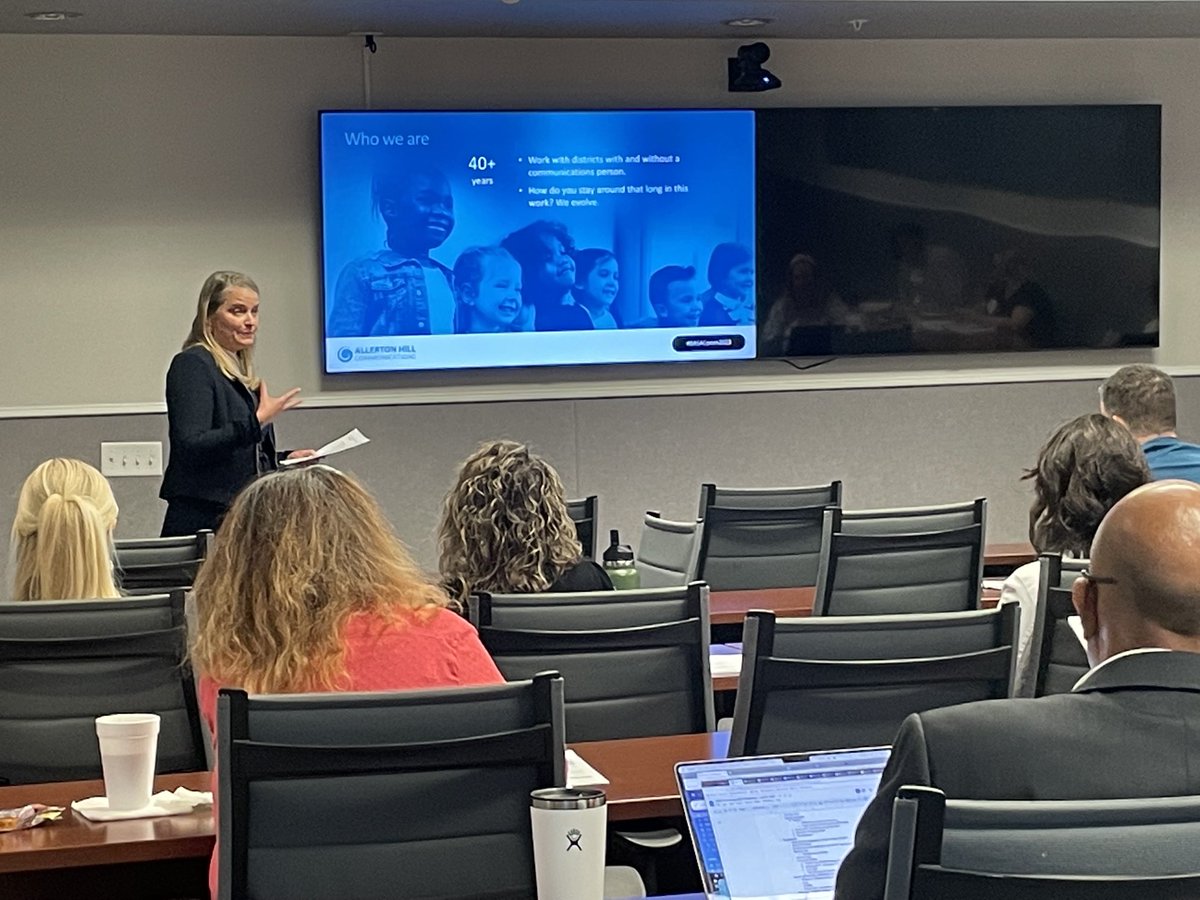 BASA_Supt's tweet photo. Becka Mayr, Allerton Hill Communications @Outreach_Expert presents and shares great framework and best practices for district communications. #BASAComm2023 https://t.co/CyQjqRk6Qy