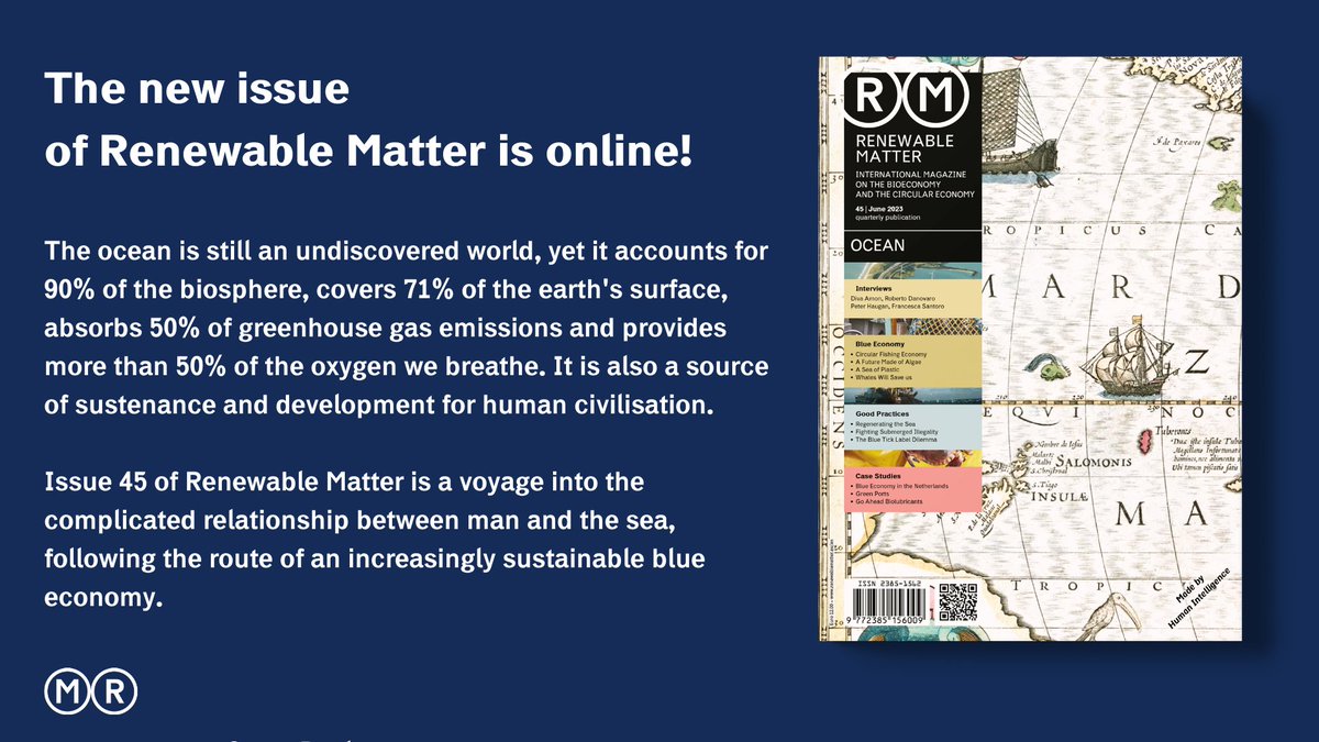 RenewableMatter's tweet photo. 🌊 The new issue of Renewable Matter on the #Ocean is out today!

It is a voyage ⛵ into the complicated relationship between man and the sea, following the route of an increasingly sustainable #BlueEconomy.

Subscribe here: https://t.co/T8YcYy06Xz https://t.co/WwXEualbHg