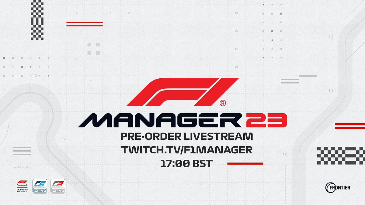 We're going live in a couple of hours! 🔴 

Join the team to discuss new features that are coming to F1 Manager 23! 

twitch.tv/F1Manager 📺
