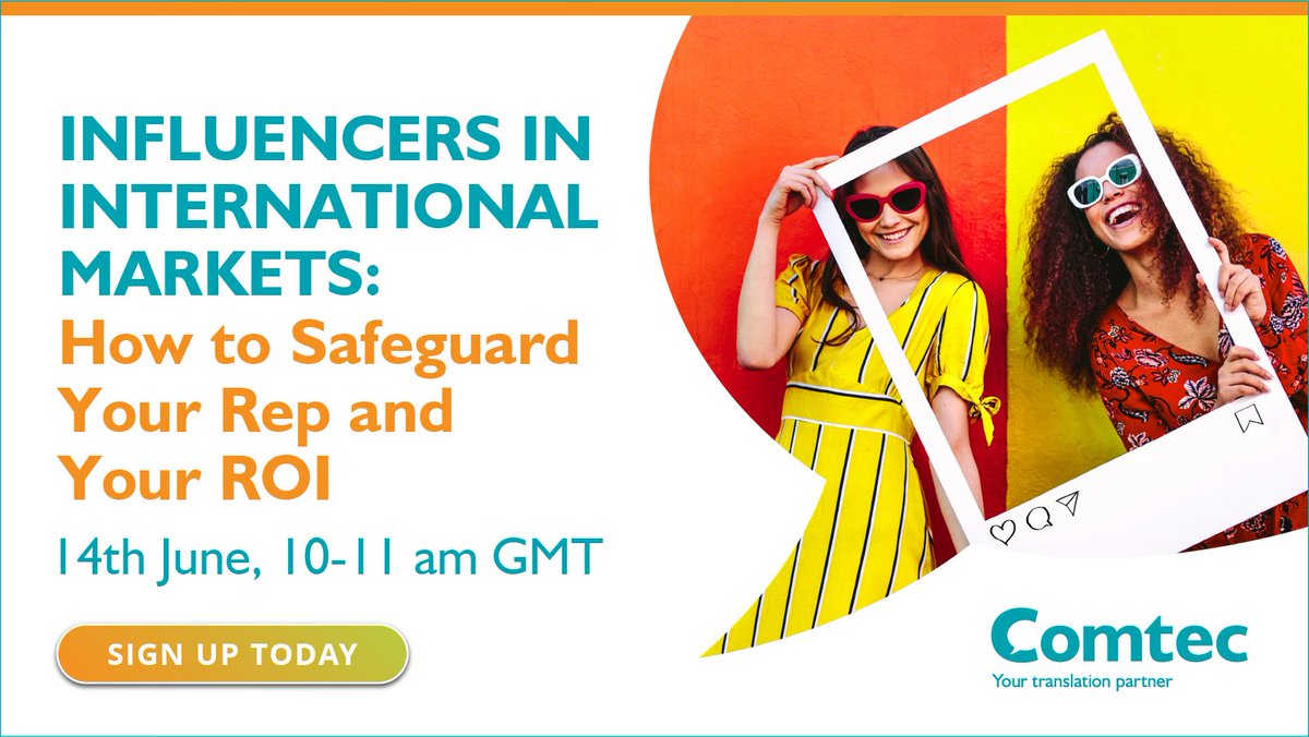 Comtec Translations (@comtectranslate) on Twitter photo Are you a global #marketing leader looking after relationships with international #socialmedia #influencers?📱In this LIVE online event we'll be chatting to <a href="/gleamfutures/">gleam futures</a> to explore this marketing phenomenon whilst safeguarding your rep and ROI! Sign up bit.ly/3IBM5fE Are you a global #marketing leader looking after relationships with international #socialmedia #influencers?📱In this LIVE online event we'll be chatting to <a href="/gleamfutures/">gleam futures</a> to explore this marketing phenomenon whilst safeguarding your rep and ROI! Sign up bit.ly/3IBM5fE