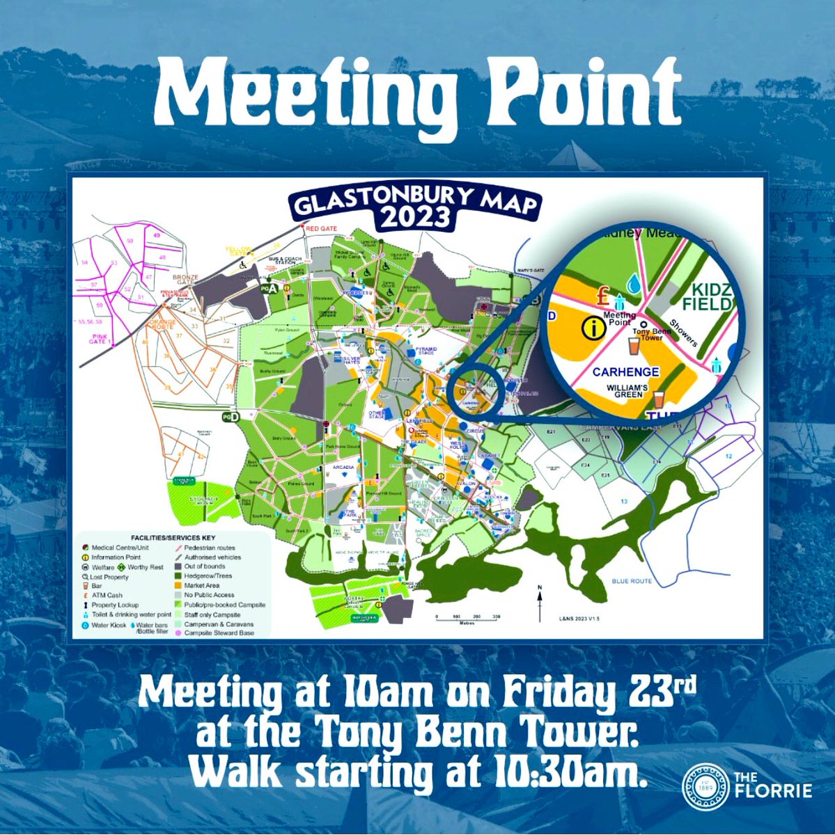 Anyone going to <a href="/glastonbury/">Glastonbury Festival</a> &amp; want to meet up for a walk to clear the head <a href="/WalkFlorrie/">Florrie Mens Well Being Walk</a> are meeting at #TonyBennTower at 10.00 &amp; will be walking from 10.30 get in touch with <a href="/TIZZTHERED1/">TIZZTHERED-</a> for more info. #NeverAlone
