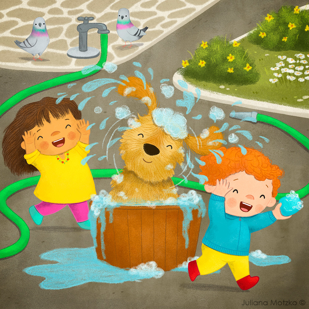Dog's Bath Fun Time!

#kidsanddogs #dog #bathtime #doglovers #kids #bestfriends #family #cute #funny #illustration #childrenspublishing #kidlitartist #kidlitart #kidsillustration #animal #picturebook #childrenillustration #ilustracao #art #JulianaMotzko