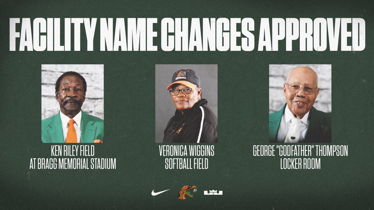 Florida A&M Board of Trustees approves facility name changes for football field, softball field, and football locker room

📰 bit.ly/43NTkJx

#FAMU | #FAMUly | #Rattlers | #FangsUp 🐍