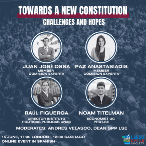 anglochilean's tweet image. #LSEChileanSociety invites you to a panel discussion on the ongoing #constitutionalprocess. Moderator #AndrésVelasco It will feature 4 members 2 of whom were part of the expert commission. Online event June 15th at 5 PM GMT
Register here bit.ly/3XbCO4h