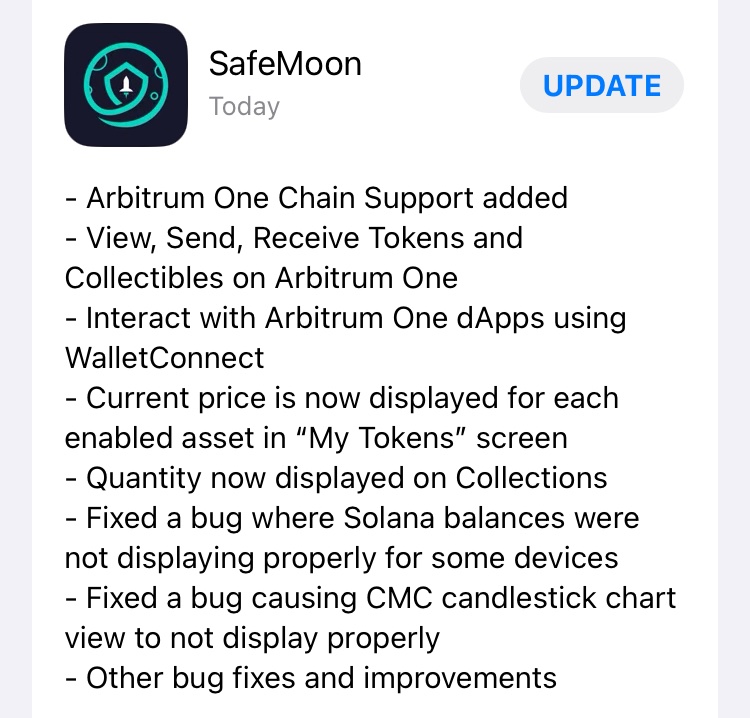 #SafeMoon Wallet adds support for Arbitrum One.
